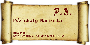 Páskuly Marietta névjegykártya